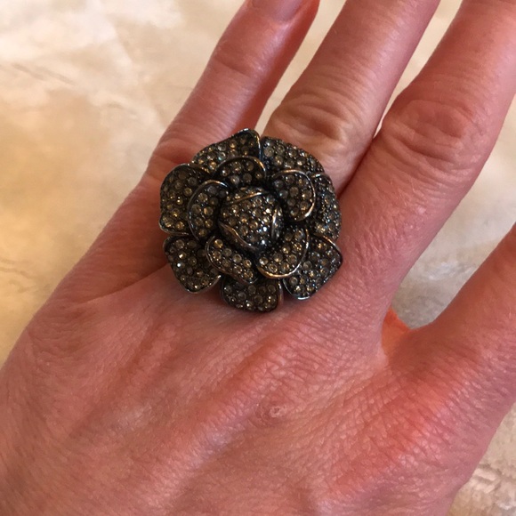 Ariella Collections Dark Grey Rhinestone Ring - Picture 2 of 8